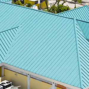 teal commercial metal roof