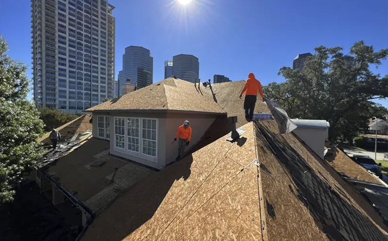 residential roof replacement taking place in Houston
